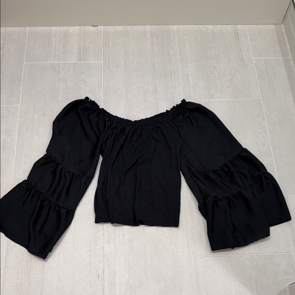 Anthropologie Black Off-Shoulder Top